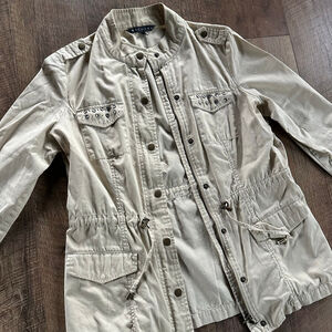 Women's Baccini Beige Utility Jacket with Studs Size M